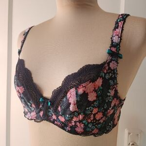 Freya 28D Floral Lace Bra Black/Pink/Teal
